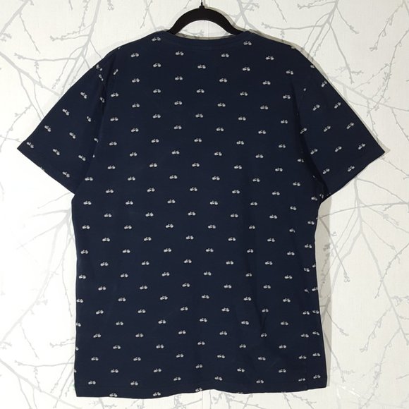 Denim & Flower Navy Bicycles Printed V-Neck Short Sleeve T-Shirt - Picture 3 of 4
